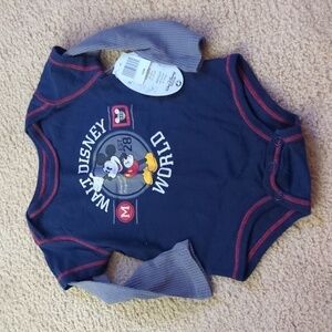 New with Tags Disney Parks Disney World Long Sleeve Mickey Bodysuit Size 12 M